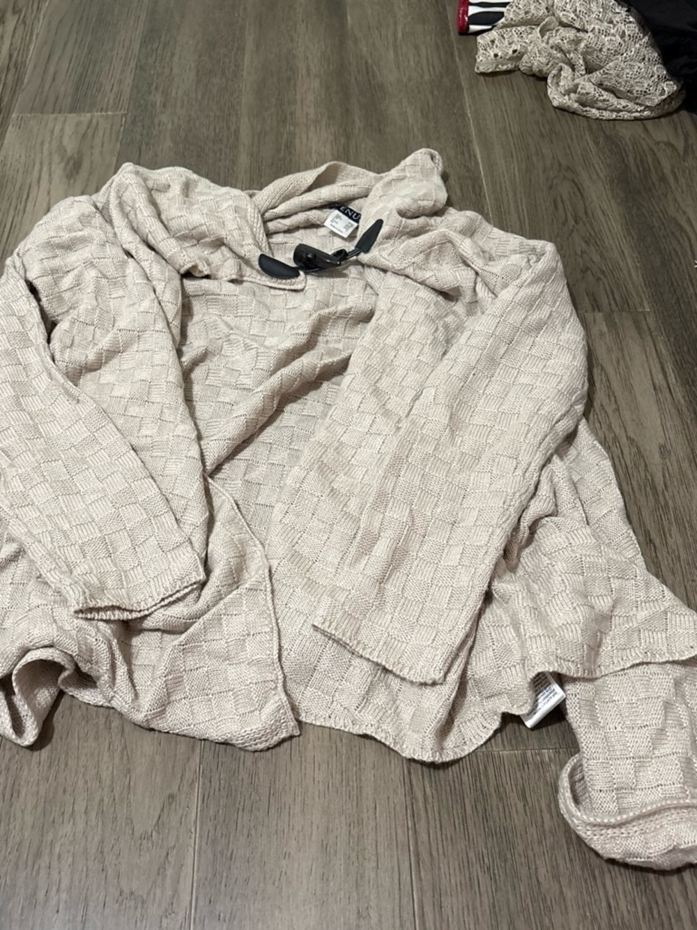 VENUS Cream Knit Hooded Cardigan